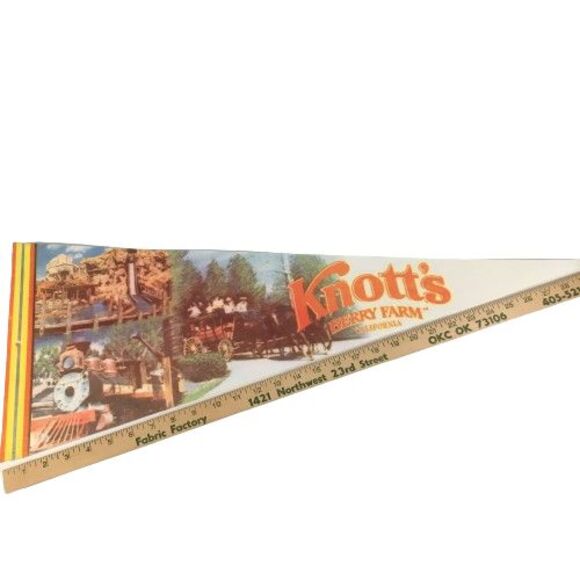 Vtg 1960's KNOTTS BERRY FARM 30" Felt Pennant Flag Stagecoach Train California - Picture 8 of 8